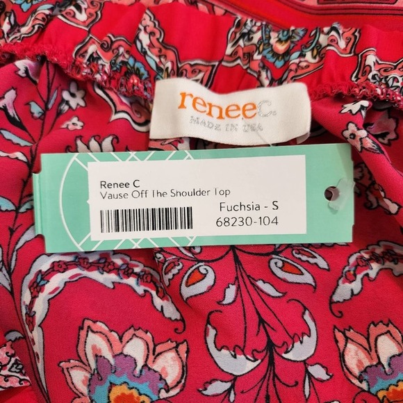 NWT Renee C. Vause Off the Shoulder Paisley print short sleeve shirt sz small - Picture 7 of 12